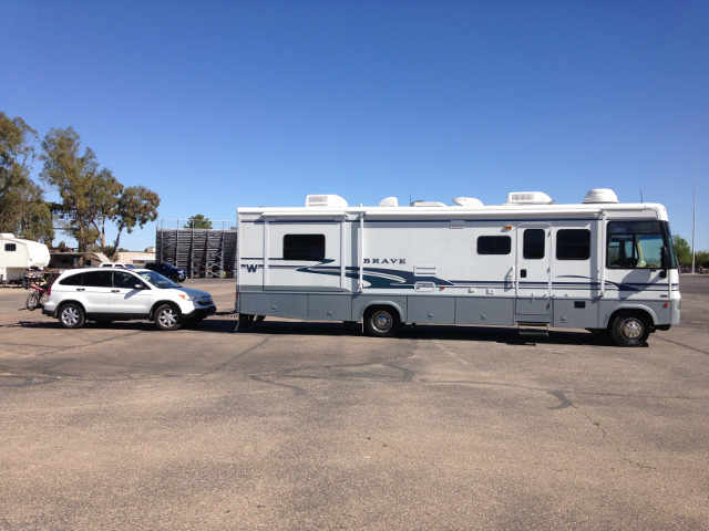 RV and car ready for fulltime RVing