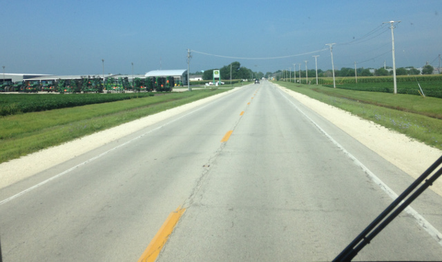 We zigzagged through Illinois farm roads, no longer hemmed in by the trees of the east.