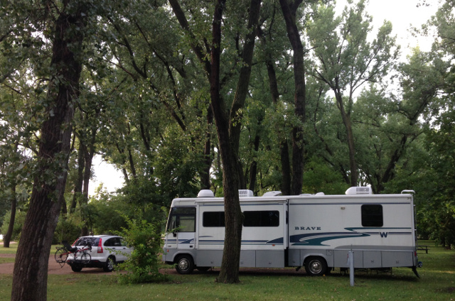 RV site in Johnson Lake campground, Nebraska