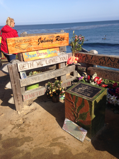 Surfer memorial in Santa Cruz, California