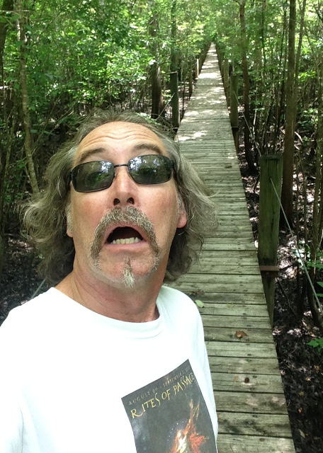 Scott on swamp boardwalk Suwannee River, Florida