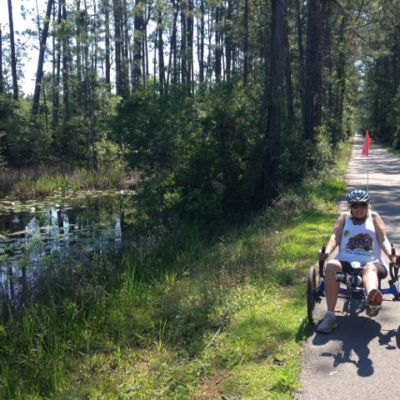 Riding through swamps, Tammany Trace Trail in Slidell
