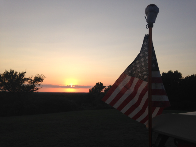 American flag and sunset, Depew, OK