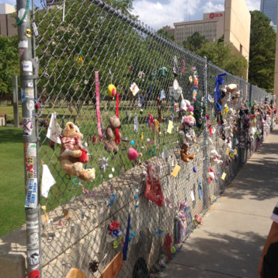 People are still leaving notes and stuffed animals at the Oklahoma City bombing site