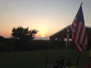 Oklahoma sunset with American flag