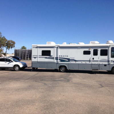 RV and car ready for fulltime RVing