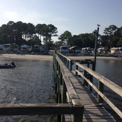 One evening we watched sharks circle this pier at Ho Hum RV Park in Carrabelle