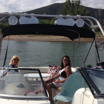 Reconnecting with friends in Utah at Pineview Reservoir, with Diane Phister-Allen