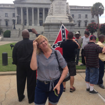 At the South Carolina State House in Columbia, during the Confederate Flag protests. We are strangers in a strange land