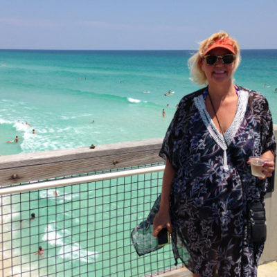 Julie celebrated Mother's Day with a wine and view of dolphins feeding at Navarre Beach